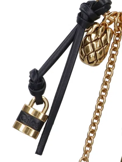 Chloé Chain Keyrings With Padlock Pineapple Banana Eiffel Tower