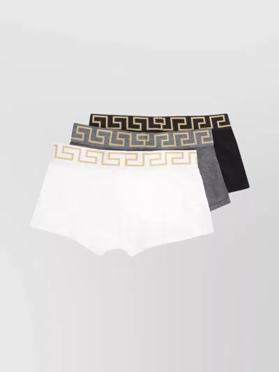 Versace Trio Of Cotton Boxer Shorts In Multicolor