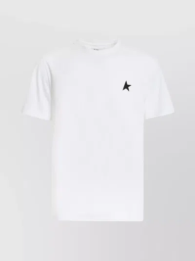 Golden Goose White T-shirt With Round Neck And One Star Logo Print On The Front In Cotton Man
