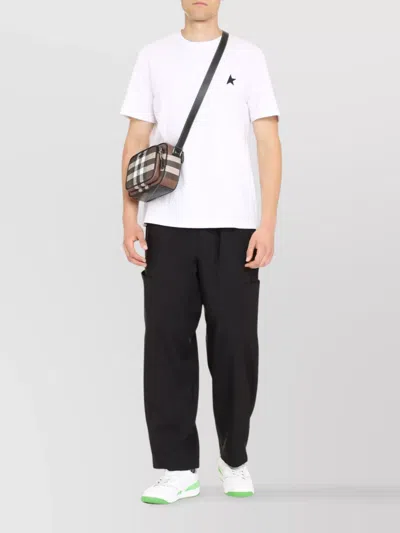 Golden Goose White T-shirt With Round Neck And One Star Logo Print On The Front In Cotton Man