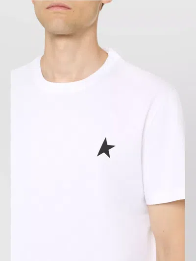 Golden Goose White T-shirt With Round Neck And One Star Logo Print On The Front In Cotton Man