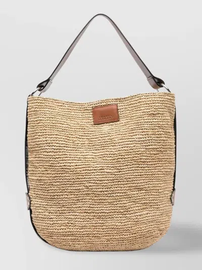 Isabel Marant Bayia Raffia Shoulder Bag In Beige E Marrone