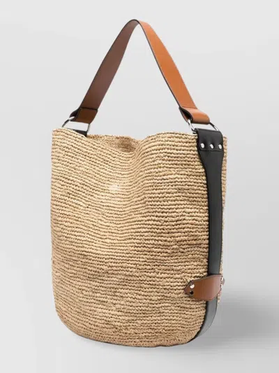 Isabel Marant Bayia Raffia Shoulder Bag In Beige E Marrone