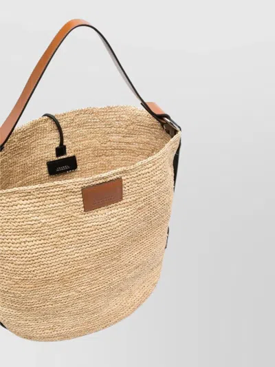Isabel Marant Bayia Raffia Shoulder Bag In Beige E Marrone