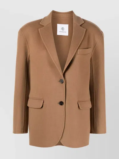 Anine Bing Oversized Wool-cashmere Blend Blazer In Brown