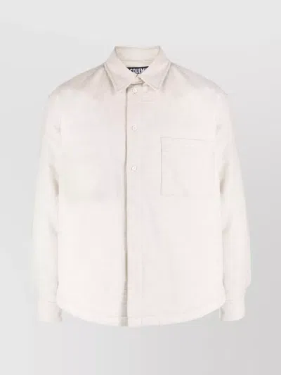 Jacquemus Button-down Shirt Curved Hemline Long Sleeves In Neutral