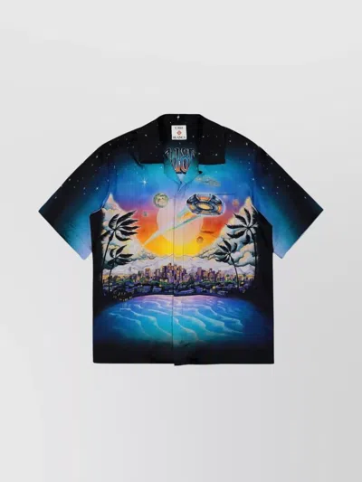 Casablanca Men's La Premonition Cuban Collar Shirt