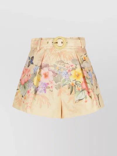 Zimmermann Illuminate Pleated Silk & Cotton Shorts