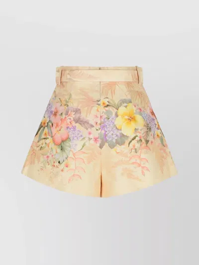 Zimmermann Illuminate Pleated Silk & Cotton Shorts