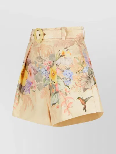 Zimmermann Illuminate Pleated Silk & Cotton Shorts