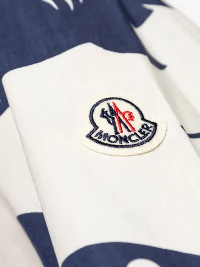 Moncler Chemise À Manches Courtes En Coton À Imprimé Requin In Blue