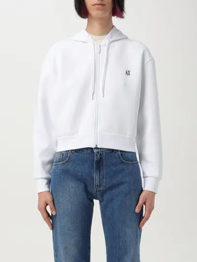 Armani Exchange Stretch Bonded Cotton Sweatshirt In White