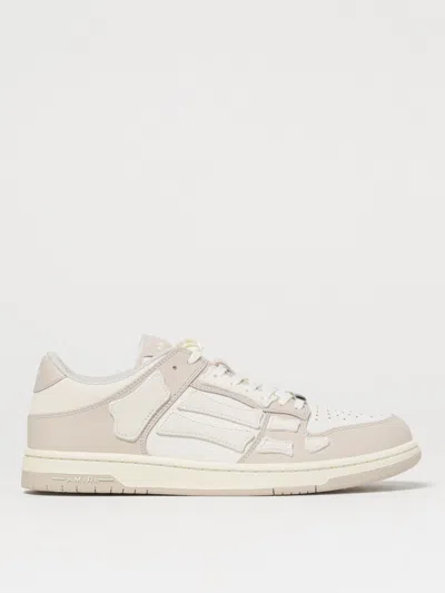 Amiri Skel Top Low White Sneakers With Skeleton Patch In Leather Man In White