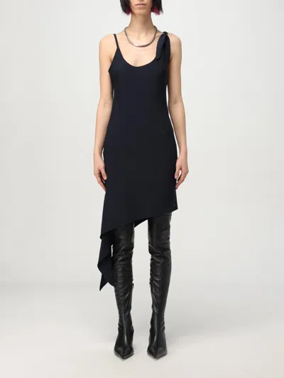 Courrèges Knot Tech Crepe Dress In Navy In Blue