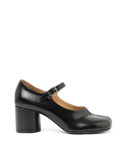 Maison Margiela Tabi Leather Heels In Shinyblack