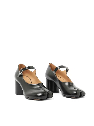 Maison Margiela Tabi Leather Heels In Shinyblack