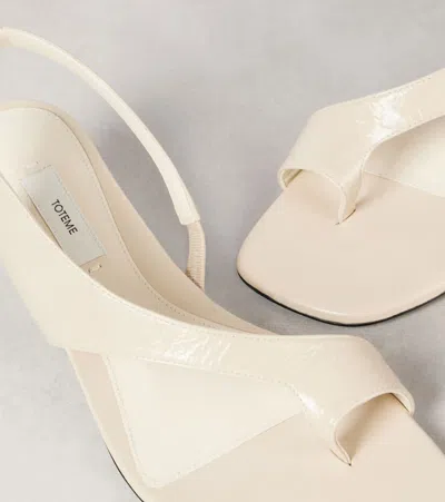 Totême Beige Naplack Leather Thong Heeled Sandals In White