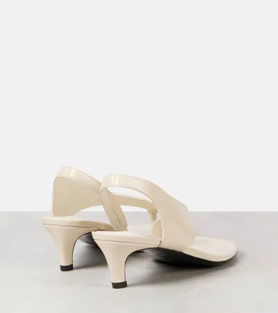 Totême Beige Naplack Leather Thong Heeled Sandals In White