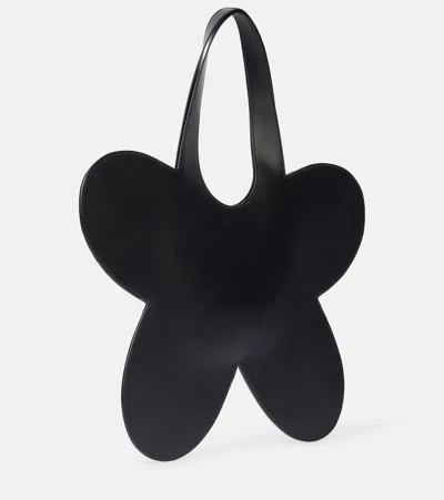 Coperni Flower-shaped Black Calf Leather Tote Bag In Black