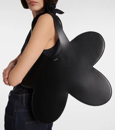 Coperni Flower-shaped Black Calf Leather Tote Bag In Black