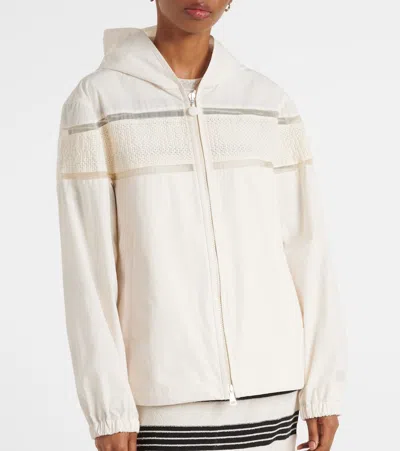 Moncler Clisson Embroidered Hooded Jacket In Neutral
