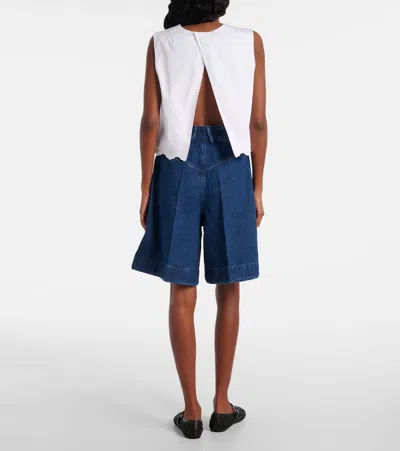 Patou Logo Embroidered Cropped Top In White