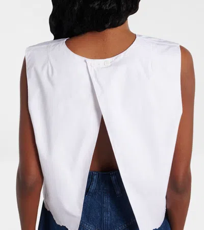 Patou Logo Embroidered Cropped Top In White