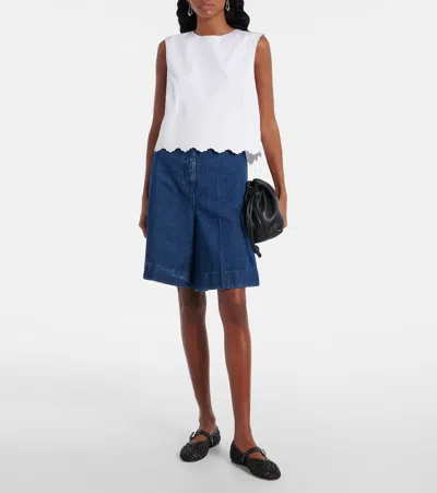 Patou Logo Embroidered Cropped Top In White