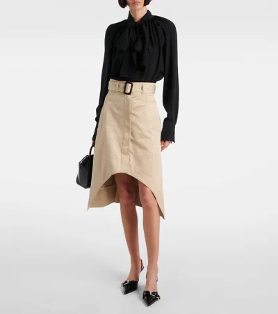 Givenchy Jupe Asymétrique En Coton Monogramme 72 In Beige