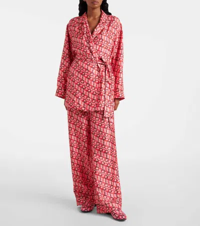 Gucci Women's Printed Silk Pants In Orange