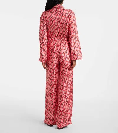 Gucci Women's Printed Silk Pants In Orange