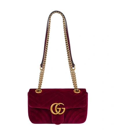 Shop Gucci Mini Marmont Velvet Shoulder Bag In Pink