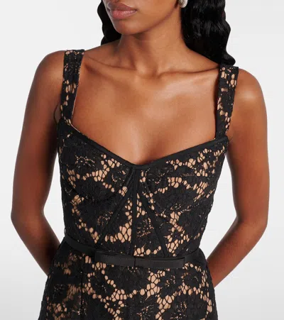 Self-portrait Fine Lace Midi Dress In Black