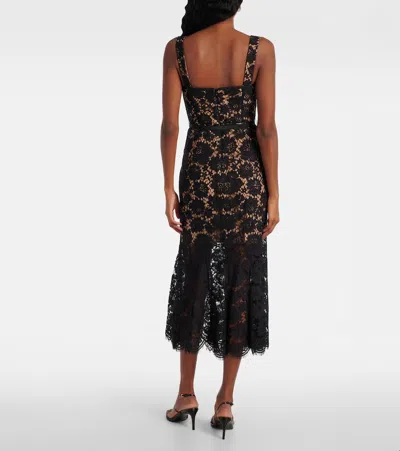 Self-portrait Fine Lace Midi Dress In Black