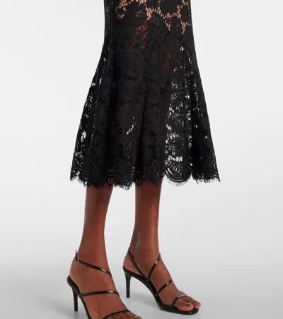 Self-portrait Fine Lace Midi Dress In Black