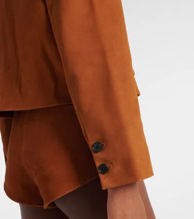 Self-portrait Suede Jacket In Brown