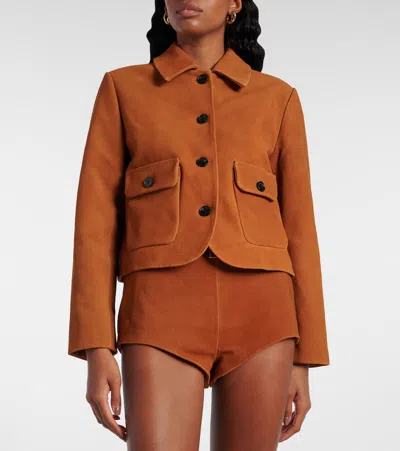 Self-portrait Suede Jacket In Brown