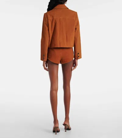 Self-portrait Suede Jacket In Brown