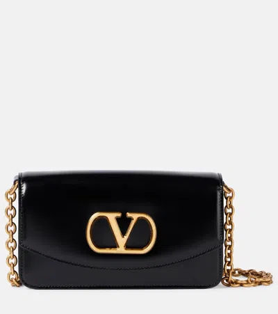 Valentino Garavani Vain Small Vlogo Leather Clutch Bag In Black