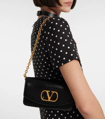 Valentino Garavani Vain Small Vlogo Leather Clutch Bag In Black
