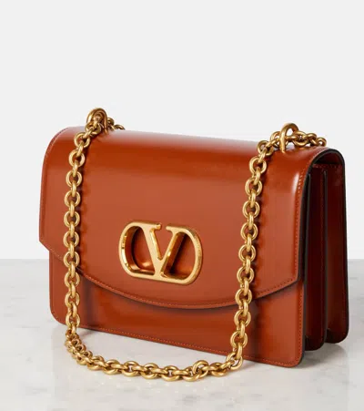 Valentino Vain Medium Leather Shoulder Bag In Brown