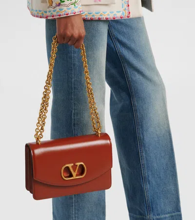 Valentino Vain Medium Leather Shoulder Bag In Brown