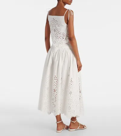 Self-portrait White Top With Asymmetric Hem And All-over Embroidery In Cotton Woman In White