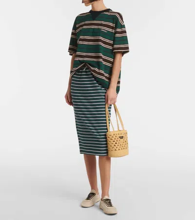 Prada Structured Open Weave Tote Bag In Beige