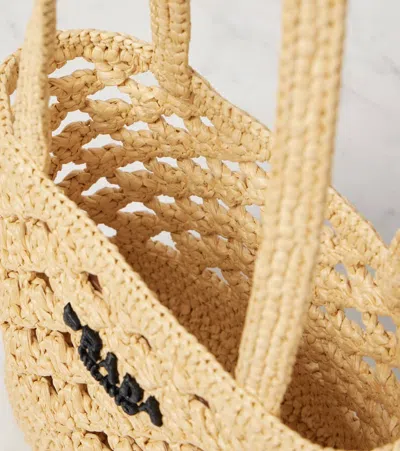 Prada Structured Open Weave Tote Bag In Beige