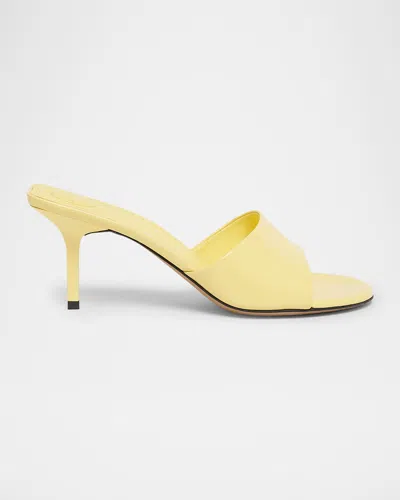 Jacquemus Glossy Kitten Heel Sandals In Light Yellow