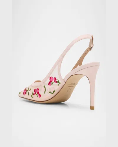 Stuart Weitzman Stuart Power Embroidered Mesh Stiletto Pumps In Rosewater Multi/rose