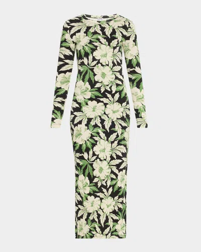 Loewe Floral Print Tube Dress In Green