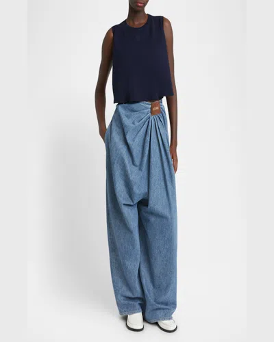 Loewe Double-layer Anagram Sleeveless Wool Sweater In Dark Navy Blue