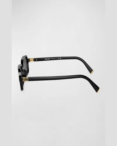 Miu Miu Logo Acetate Rectangle Sunglasses In Brown